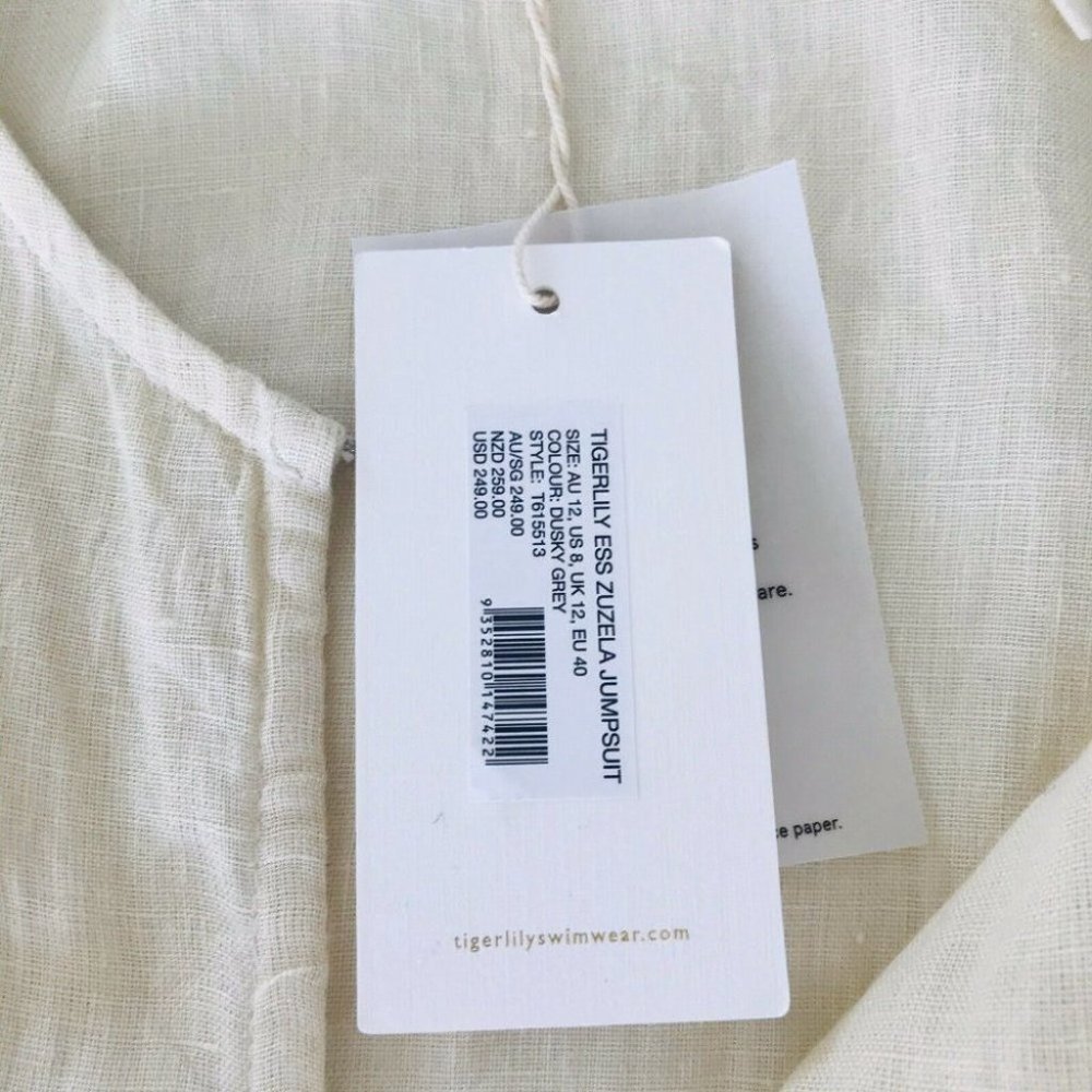 Tigerlily BNWT 100% Linen Ess Zuzela Women's Jumpsuit Size 12 RRP $250 - Picture 8 of 12